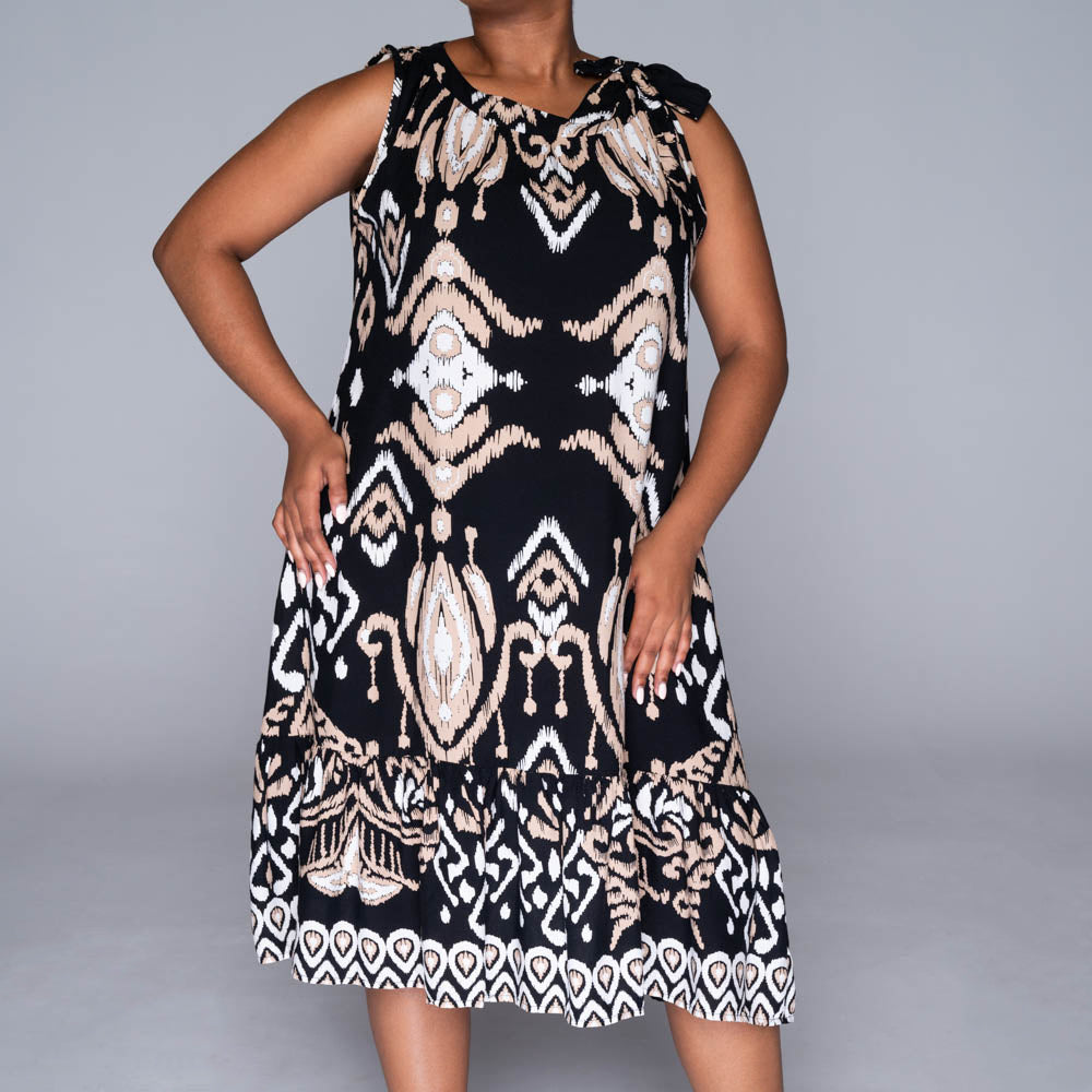 Sleeveless Border Print  Viscose Tunic