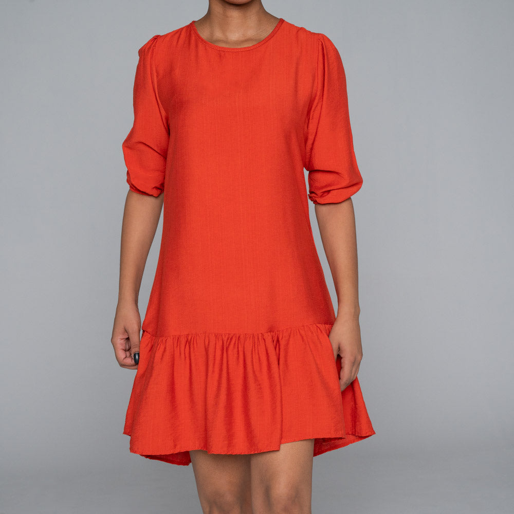 Brick Nylon Rayon Tiered Tunic