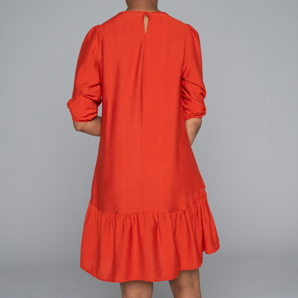 Brick Nylon Rayon Tiered Tunic