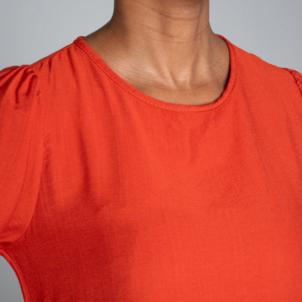 Brick Nylon Rayon Tiered Tunic