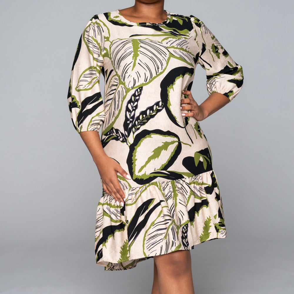 Nylon Rayon  Printed  Tiered Tunic