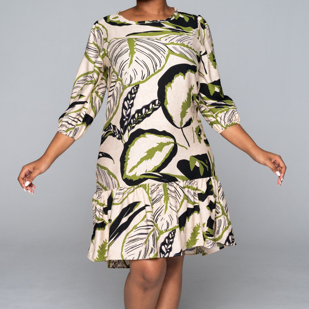 Nylon Rayon  Printed  Tiered Tunic