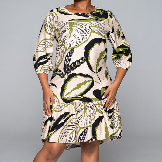 Nylon Rayon  Printed  Tiered Tunic