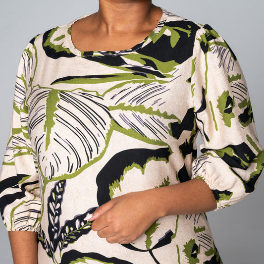 Nylon Rayon  Printed  Tiered Tunic