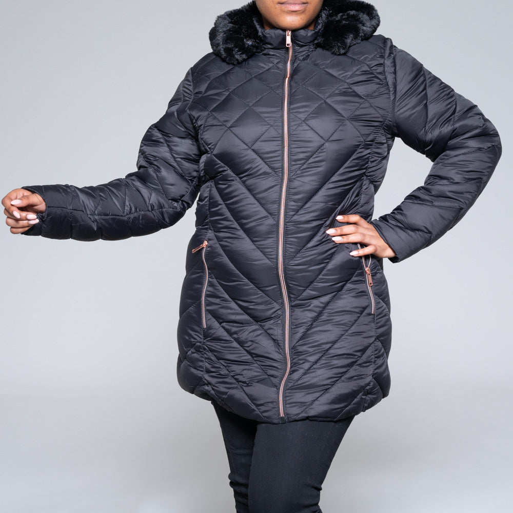 Ladies Black Hooded Puffer Jacket Fashion World ZA