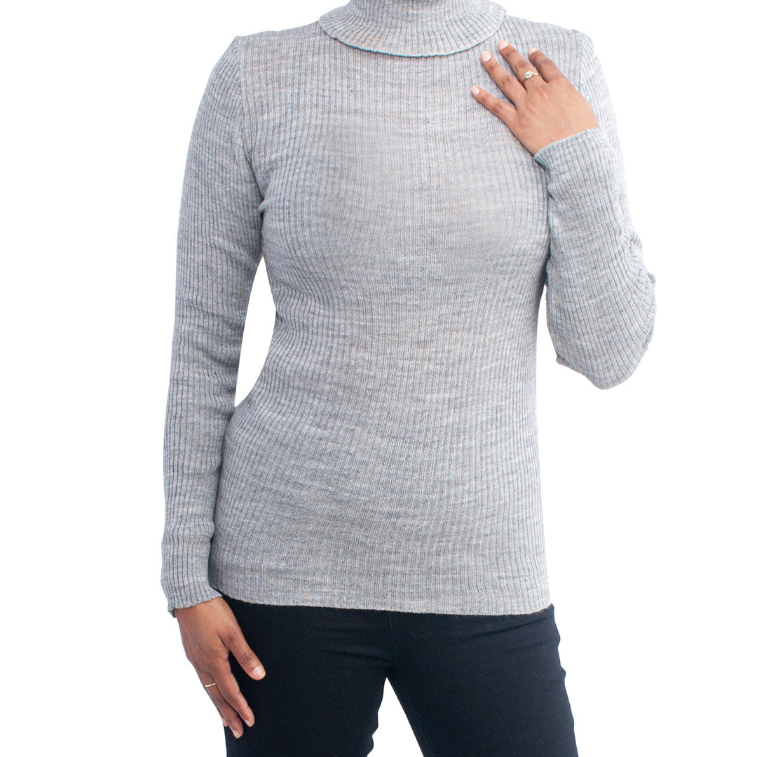 Grey polo neck womens best sale