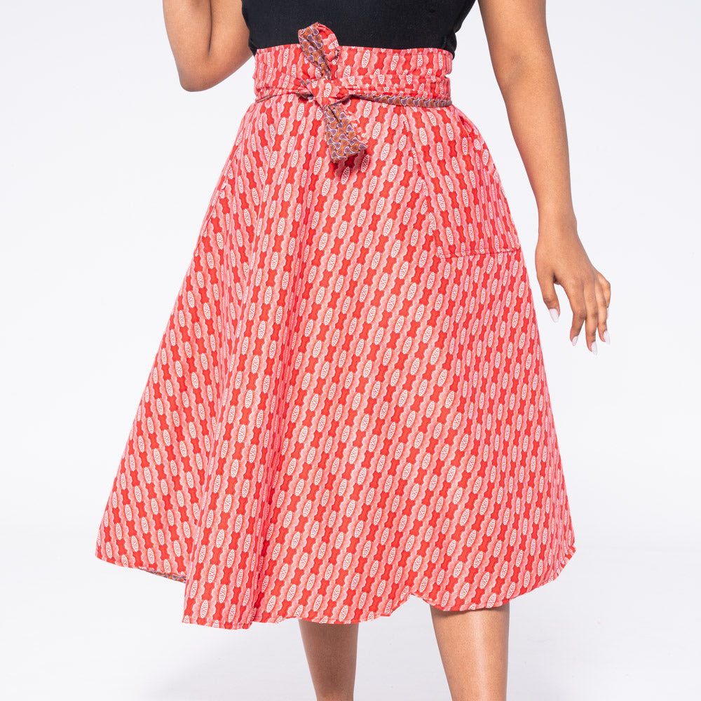 Red Reversible Wrap Skirt