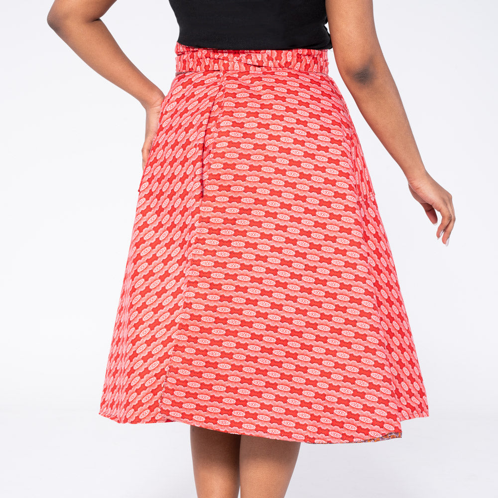 Red Reversible Wrap Skirt