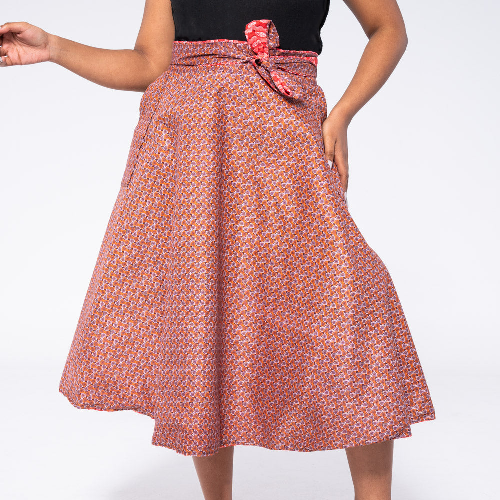 Red Reversible Wrap Skirt