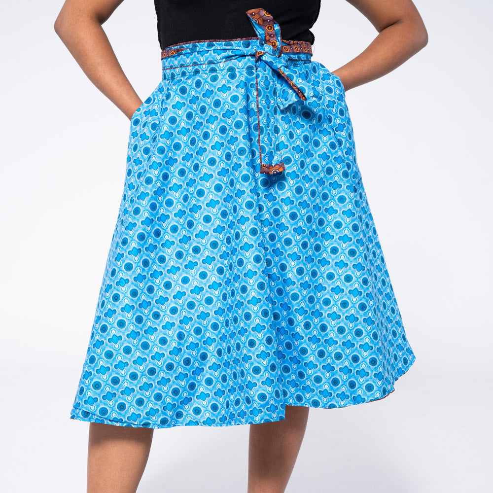 Blue/Maroon Reversible Wrap Skirt