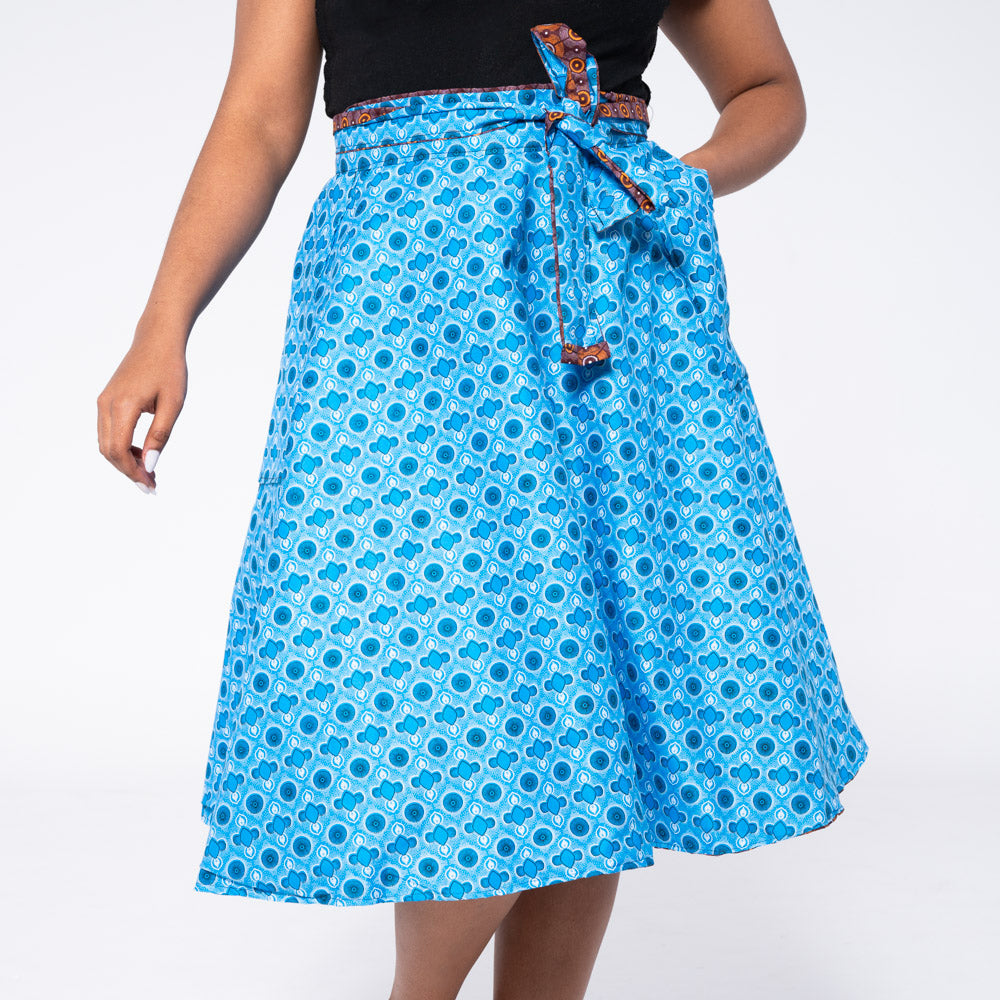 Blue/Maroon Reversible Wrap Skirt