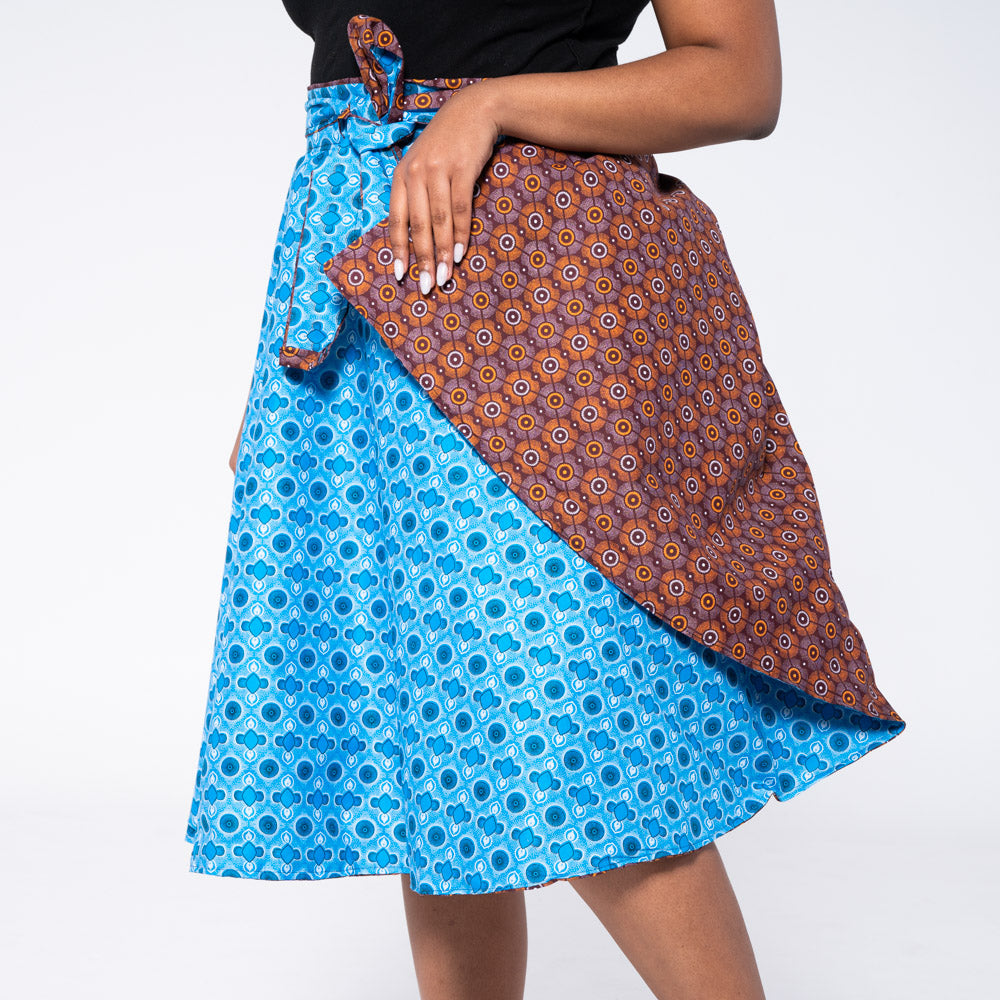 Blue/Maroon Reversible Wrap Skirt