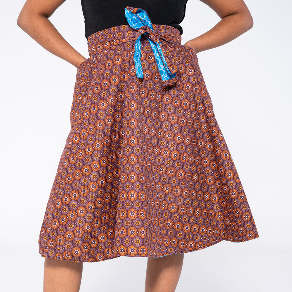 Blue/Maroon Reversible Wrap Skirt