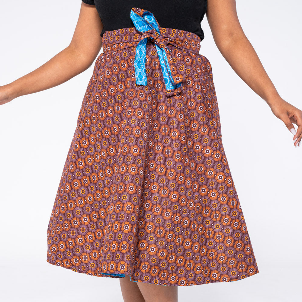 Blue/Maroon Reversible Wrap Skirt