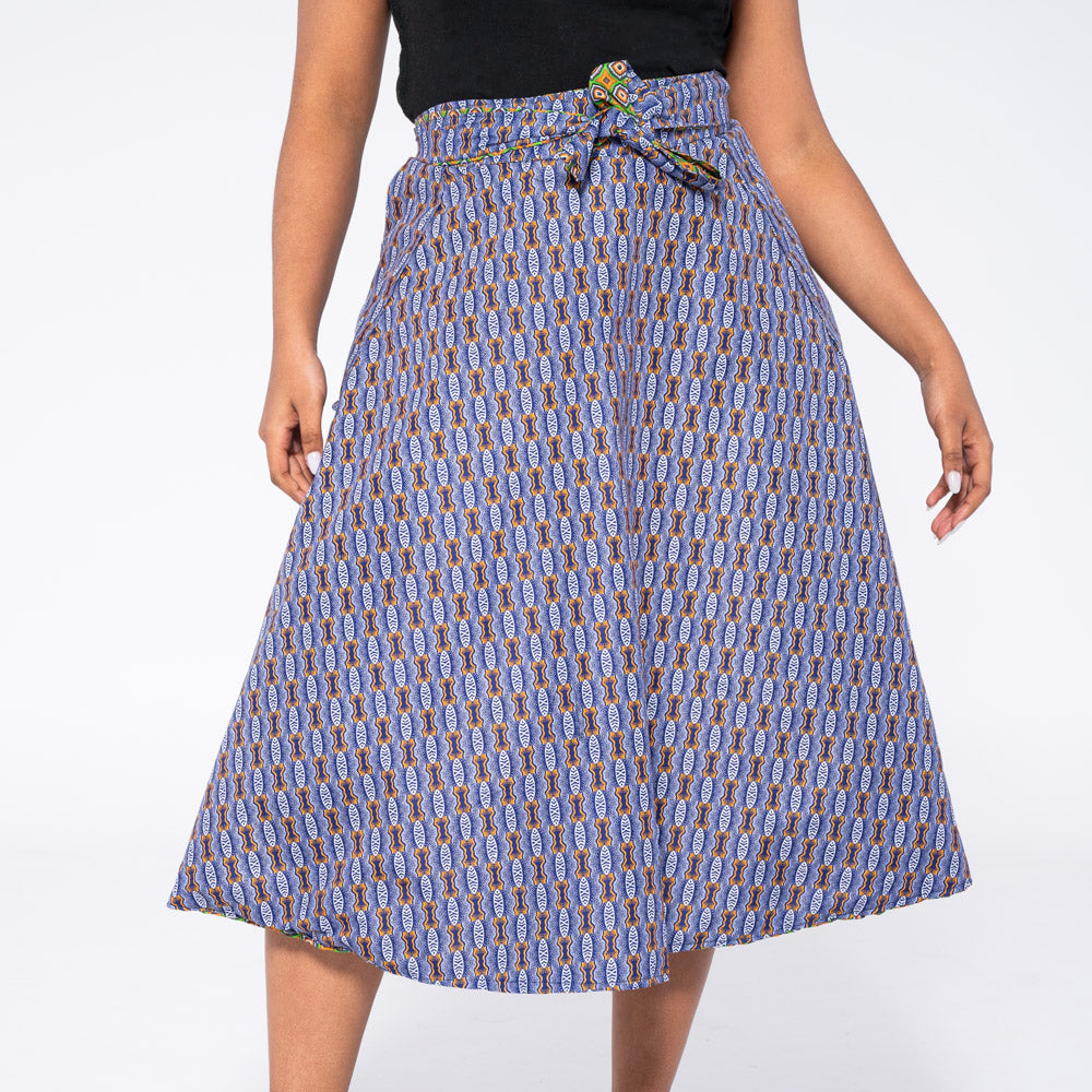 Green/Blue Reversible Wrap Skirt