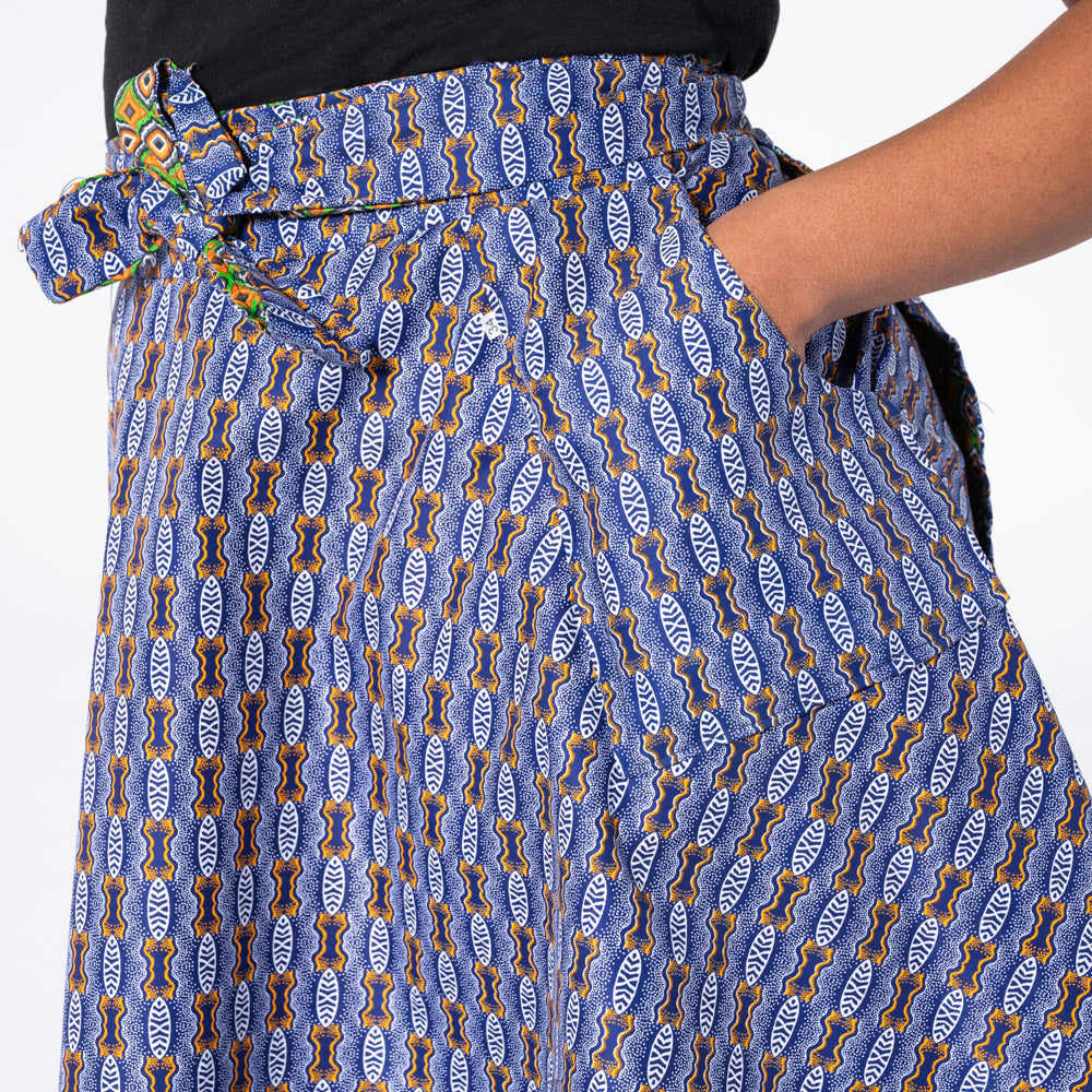 Green/Blue Reversible Wrap Skirt