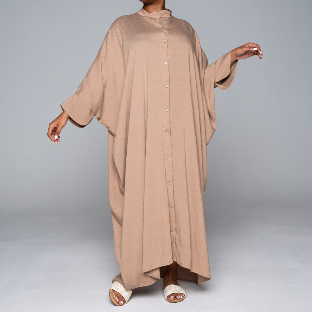 Stone Rayon Nylon Button Down Kaftan