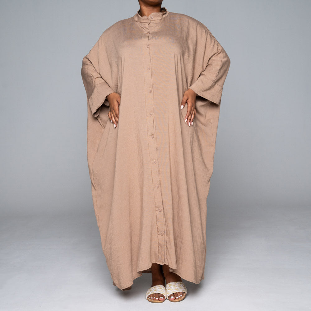 Stone Rayon Nylon Button Down Kaftan