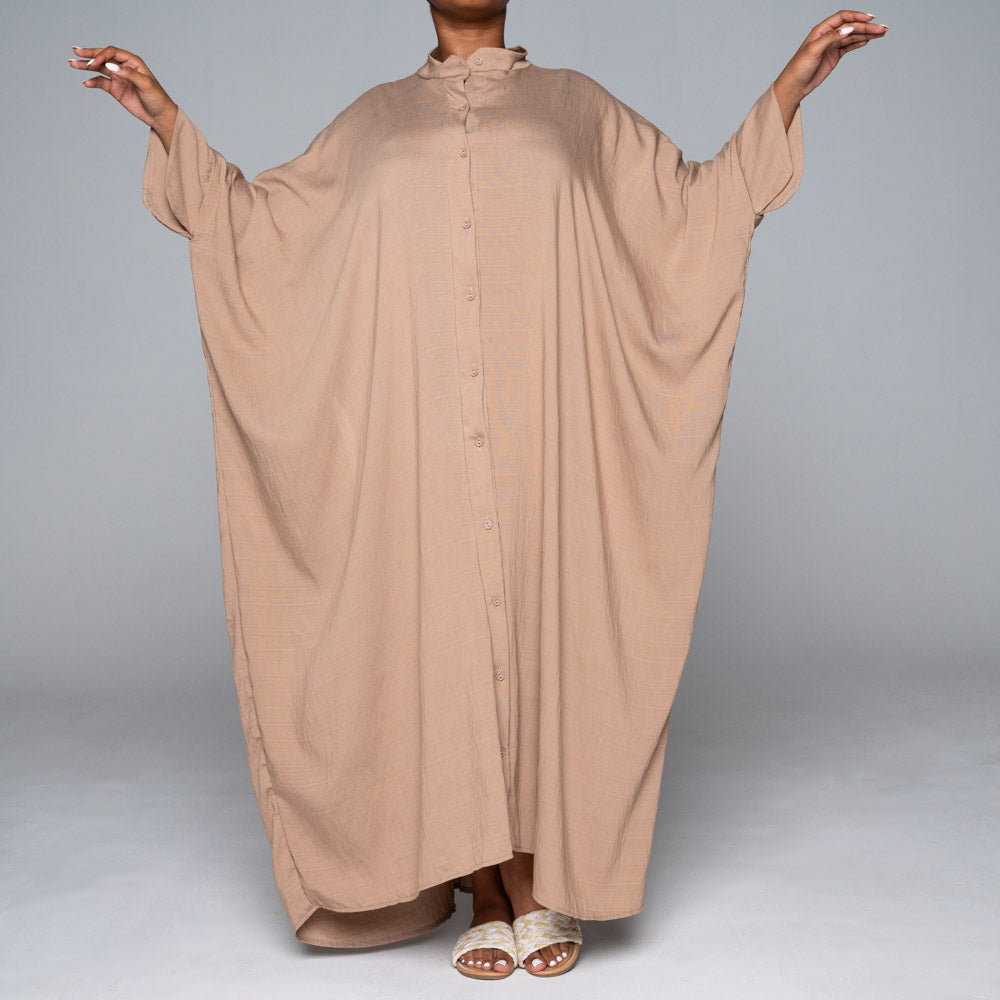 Stone Rayon Nylon Button Down Kaftan