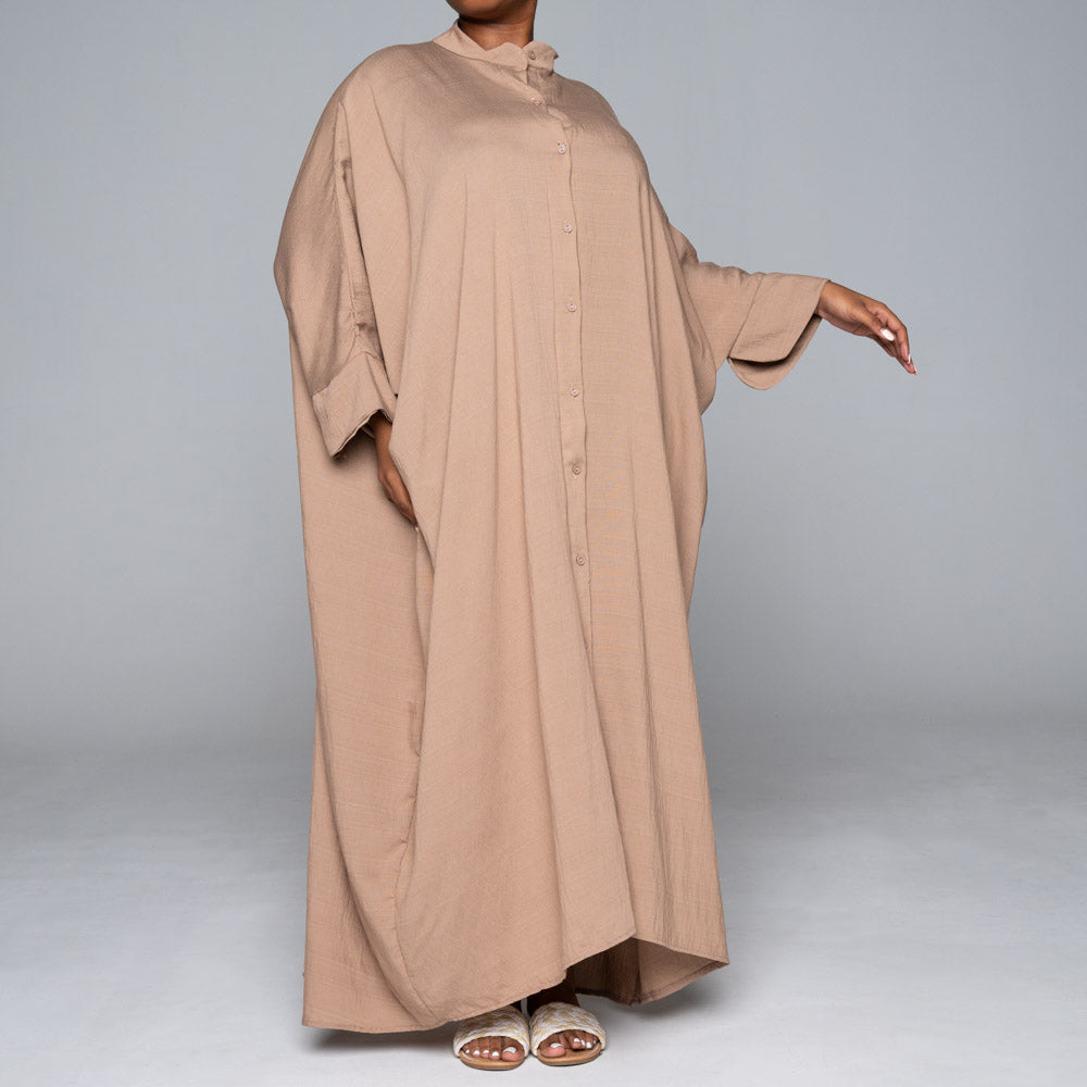 Stone Rayon Nylon Button Down Kaftan