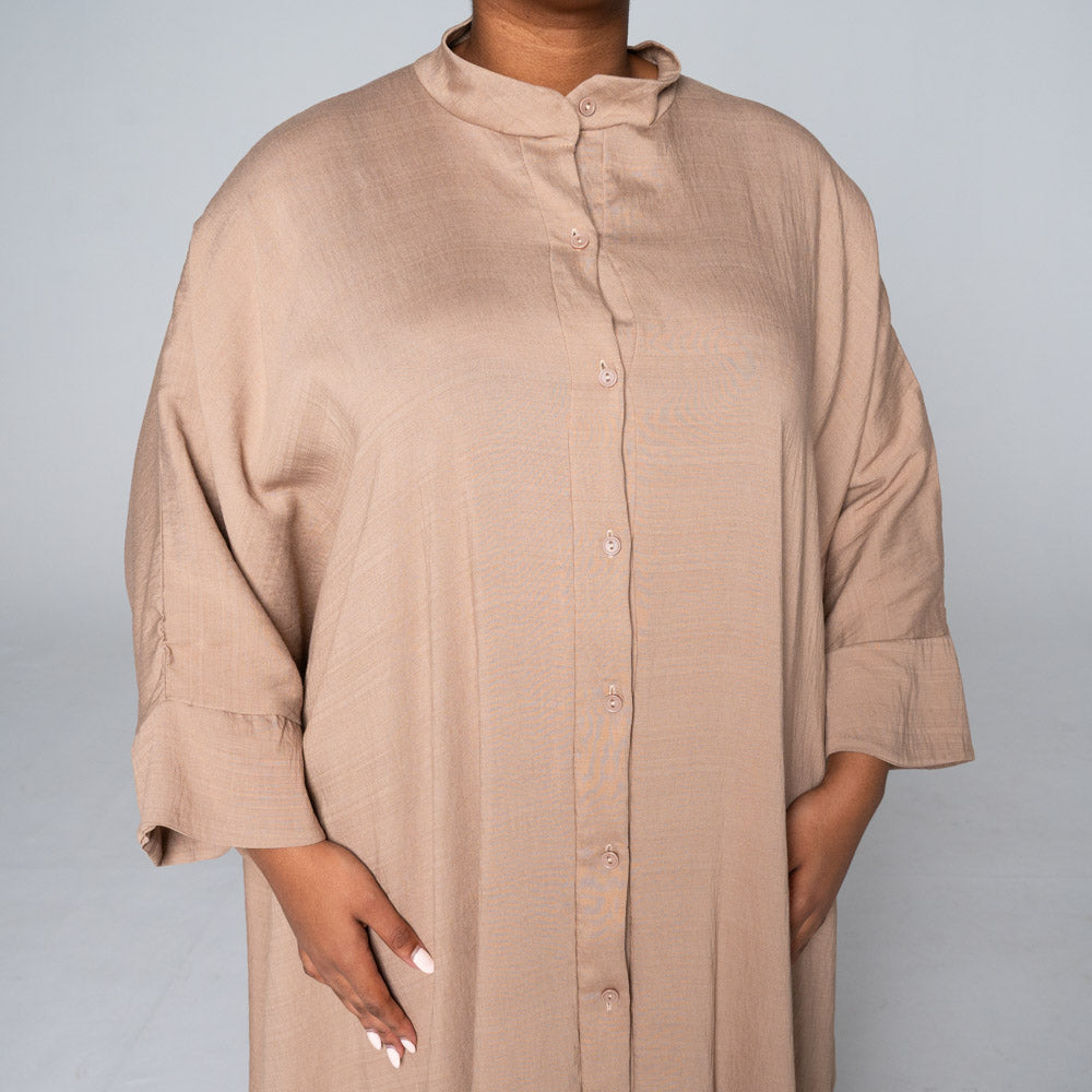 Stone Rayon Nylon Button Down Kaftan