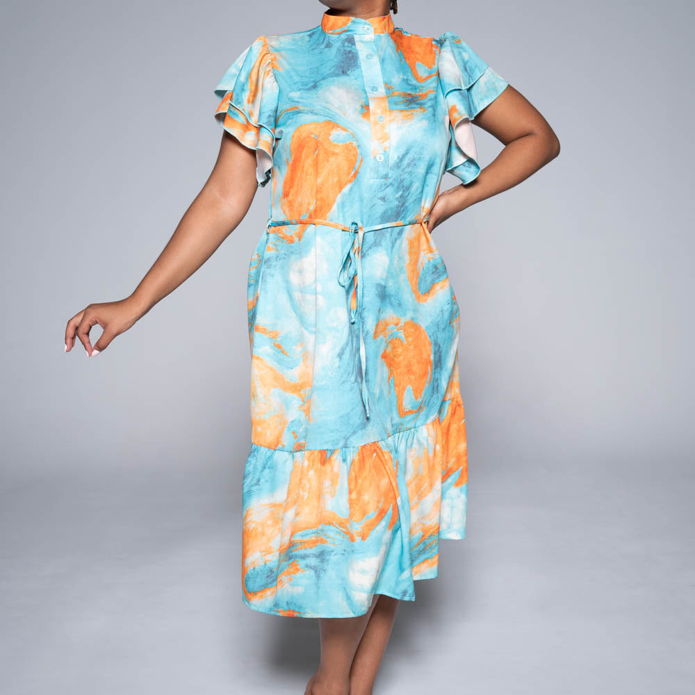 Plus Size Printed Tiered Tunic