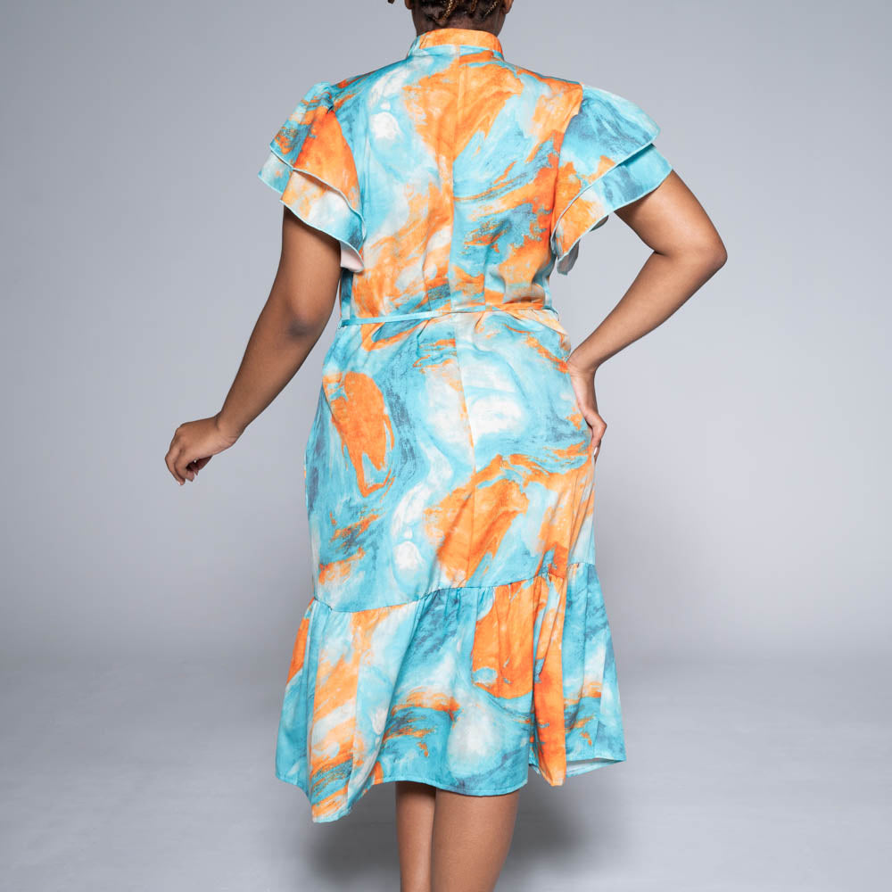 Plus Size Printed Tiered Tunic