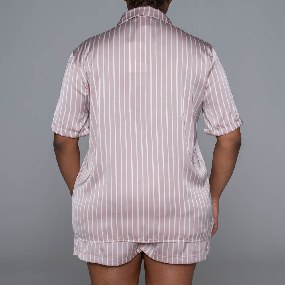 Striped Button Down Satin Shorty Pyjamas