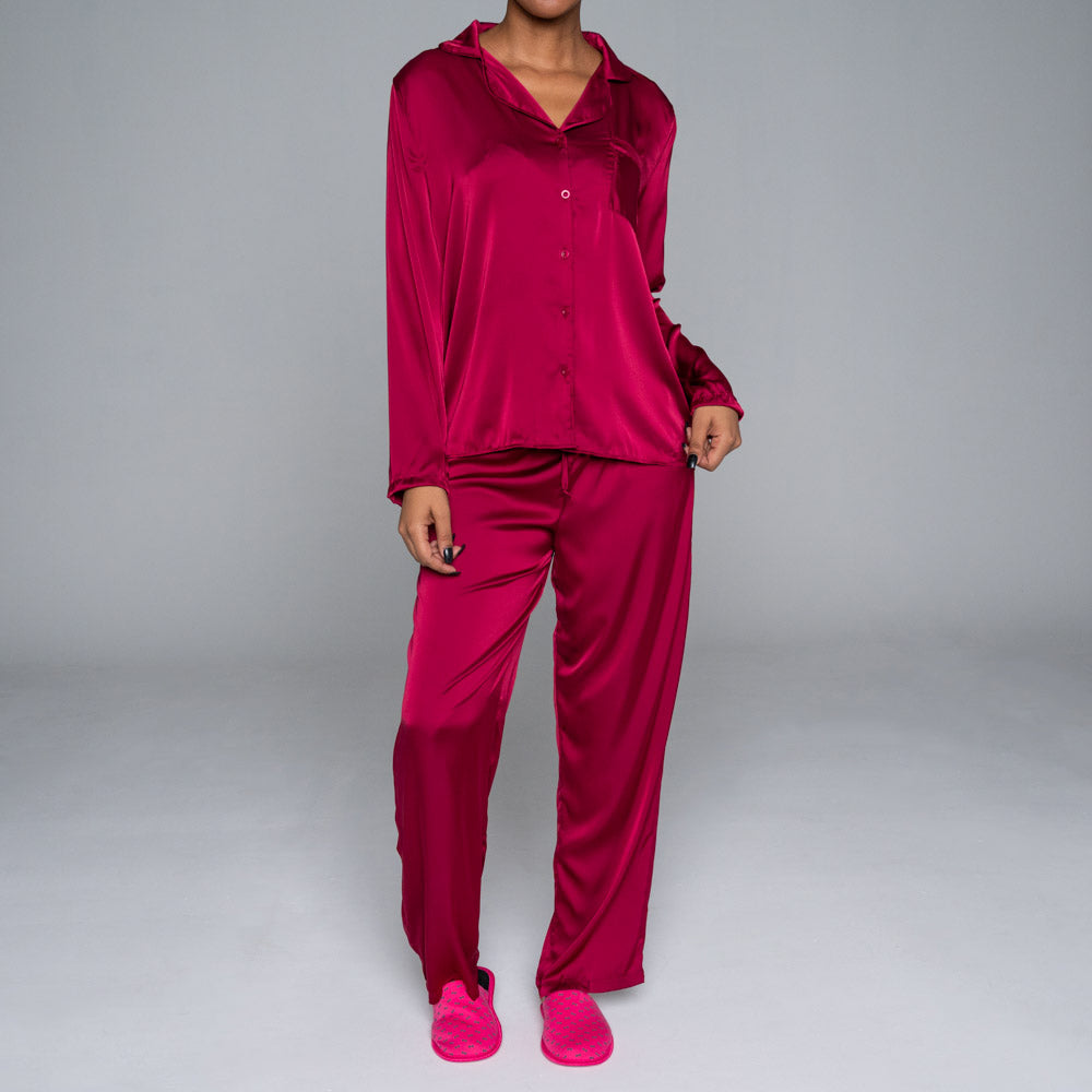 Burgundy Satin Pyjamas