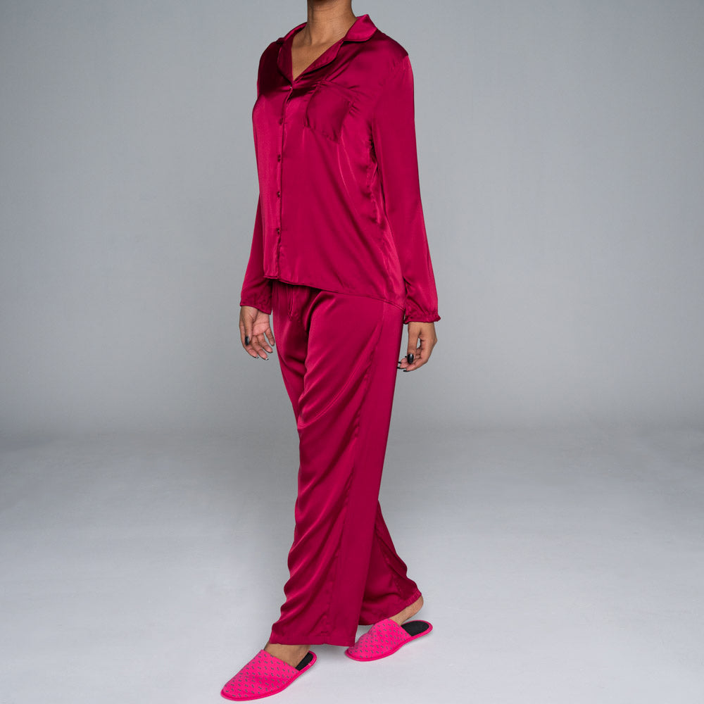 Burgundy Satin Pyjamas