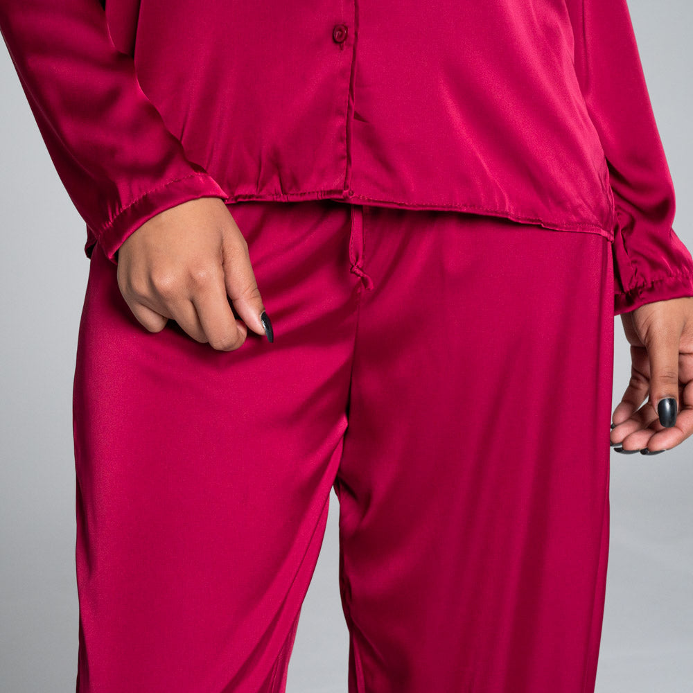 Burgundy Satin Pyjamas