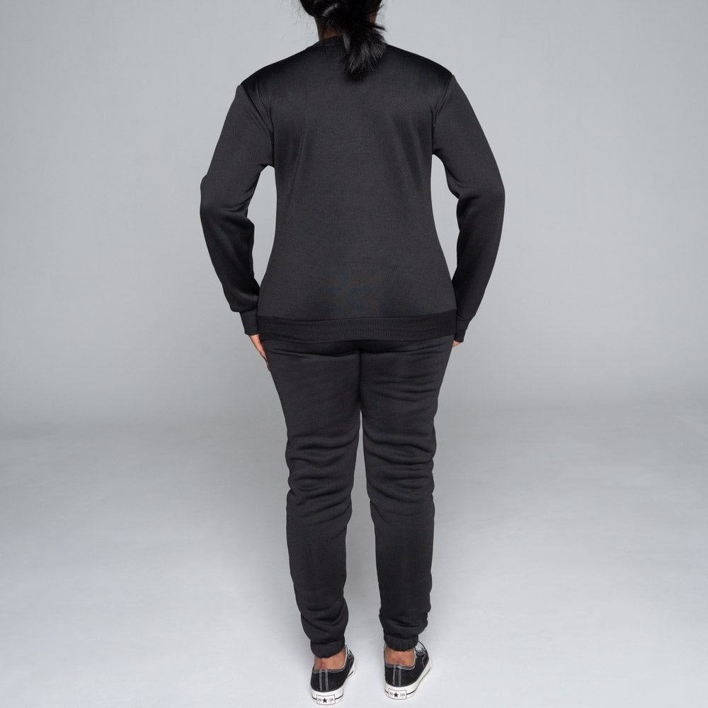 Spun Poly Black Track Top And Pants Set