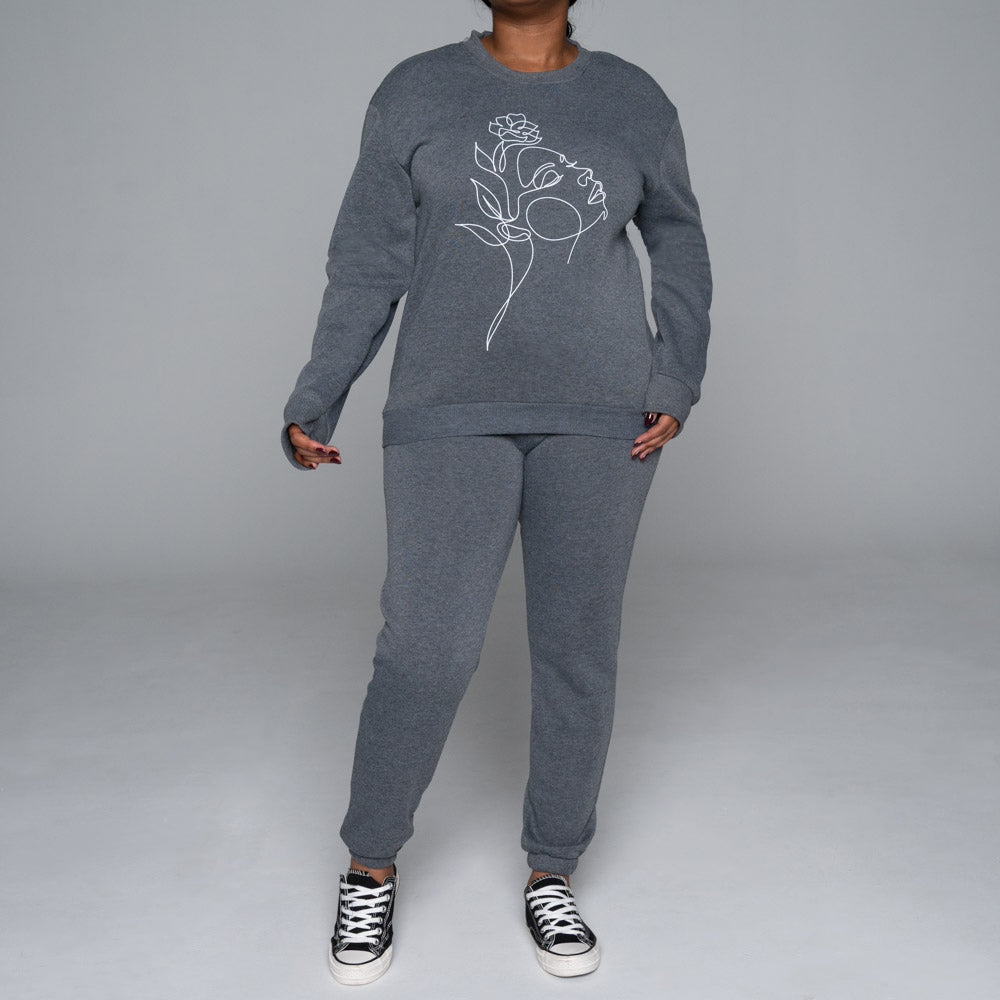 Spun Poly Charcoal Track Top And Pants Set