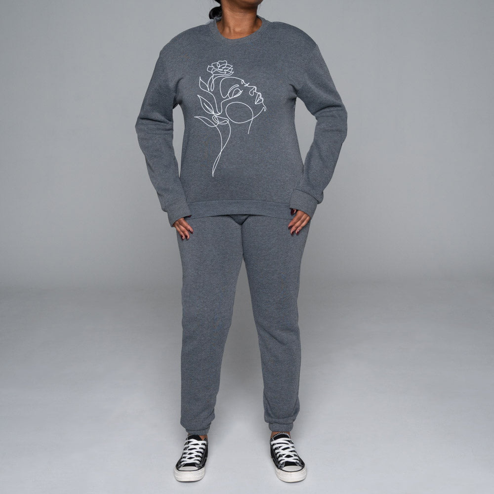 Spun Poly Charcoal Track Top And Pants Set