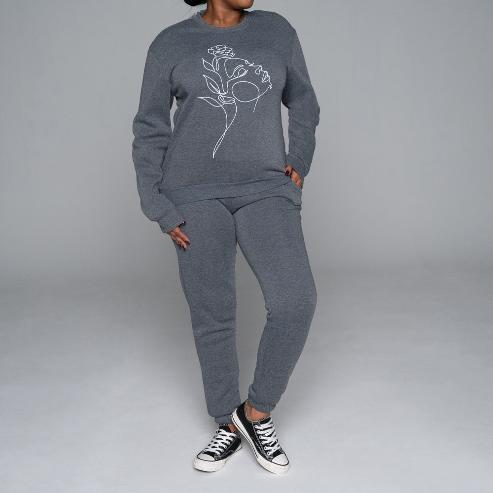 Spun Poly Charcoal Track Top And Pants Set