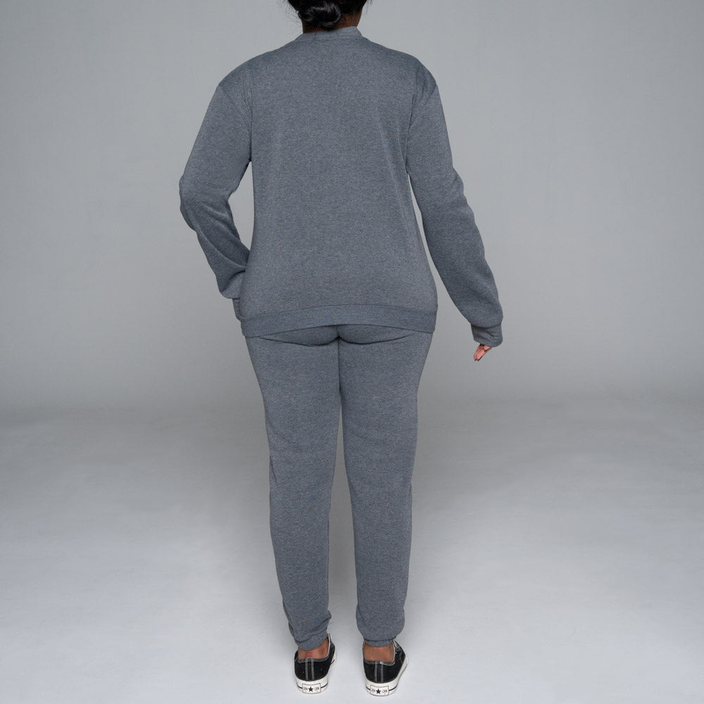 Spun Poly Charcoal Track Top And Pants Set