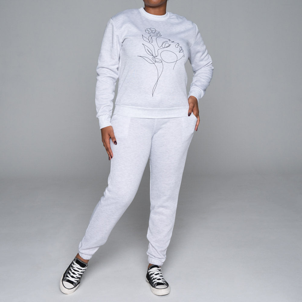 Spun Poly Ice Melange Track Top And Pants Set