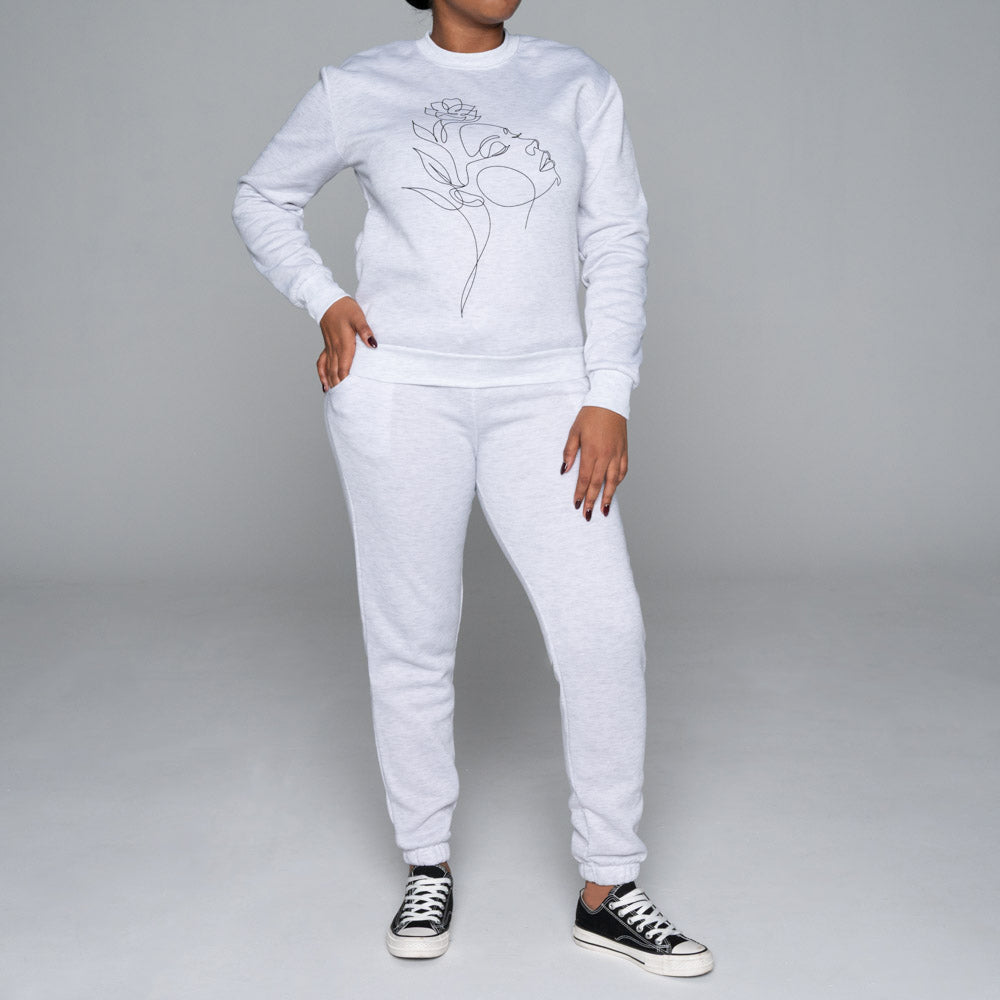 Spun Poly Ice Melange Track Top And Pants Set