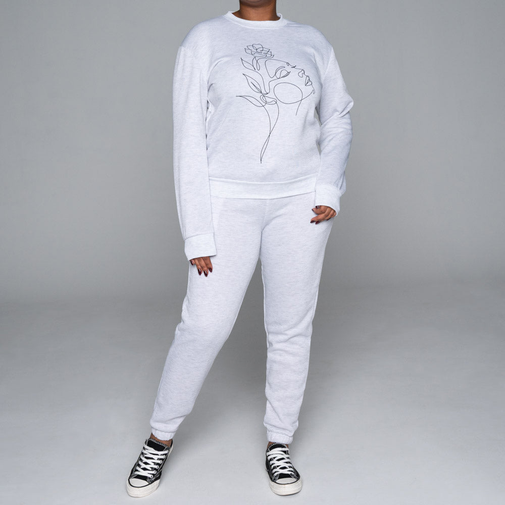 Spun Poly Ice Melange Track Top And Pants Set