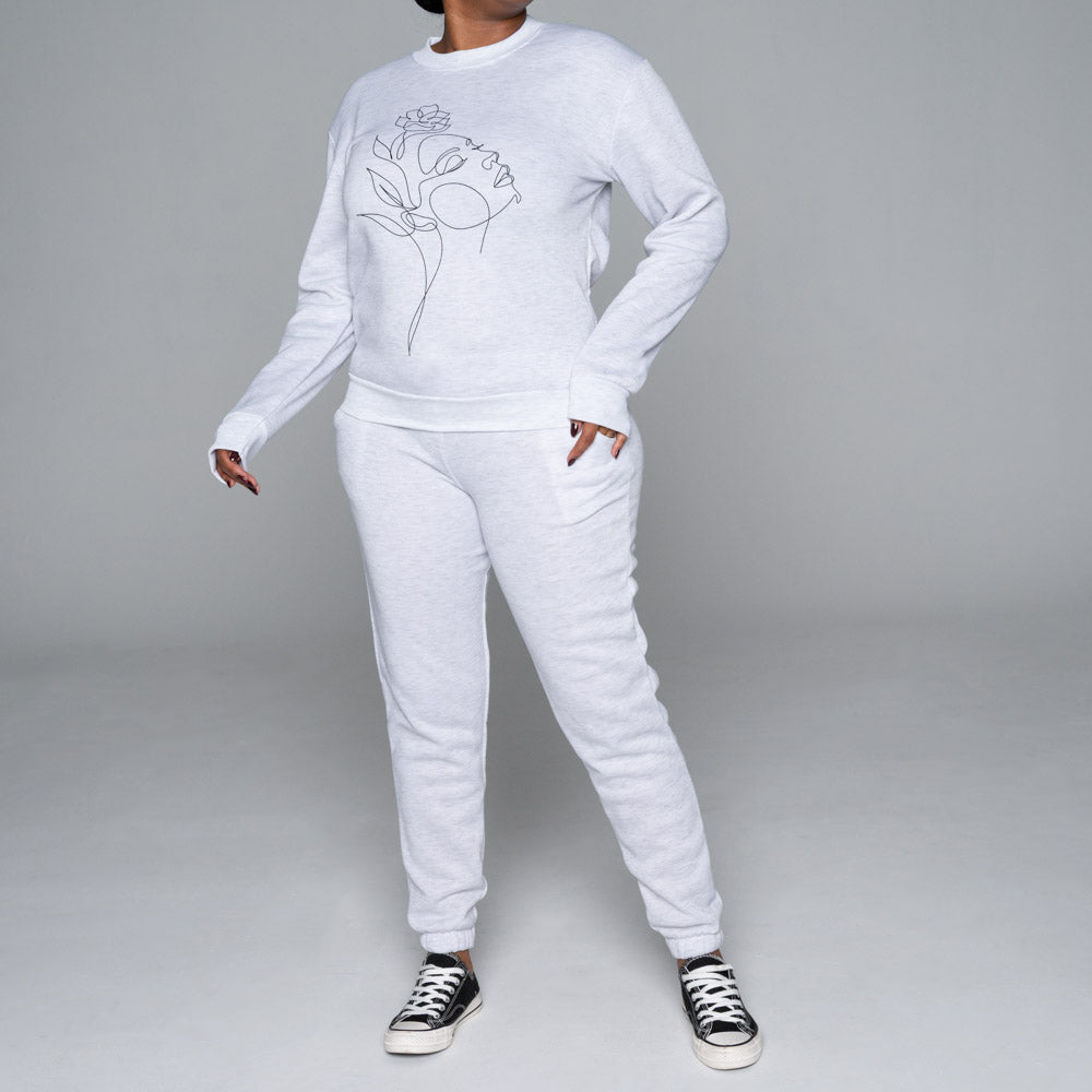 Spun Poly Ice Melange Track Top And Pants Set