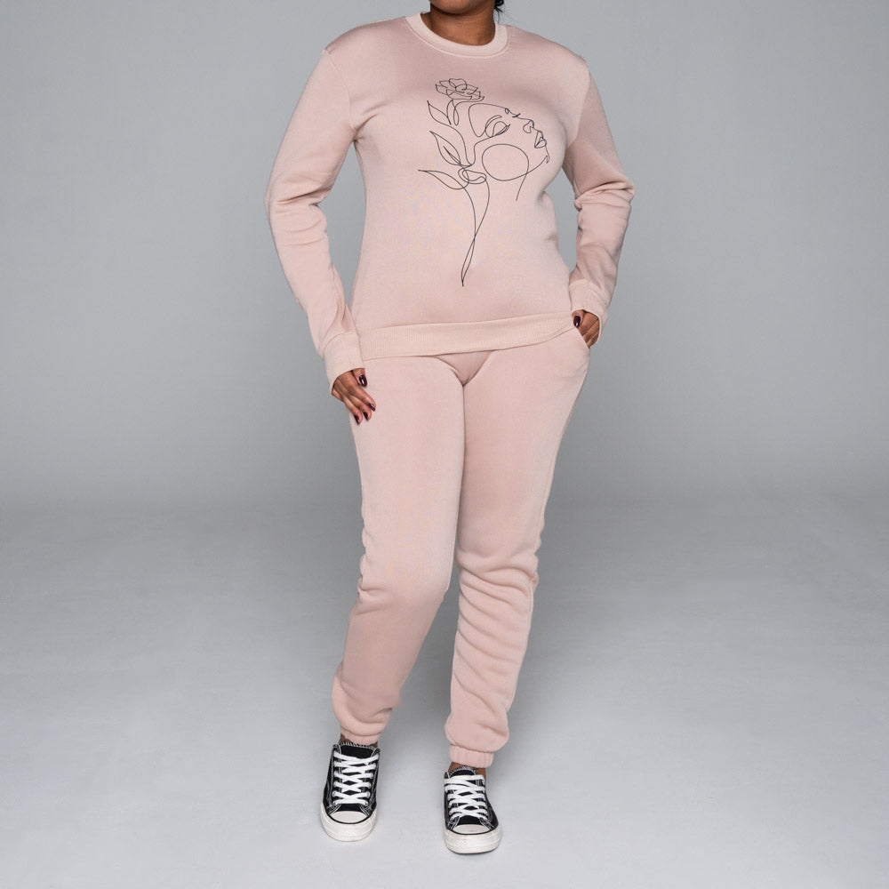 Spun Poly Camel Track Top And Pants Set