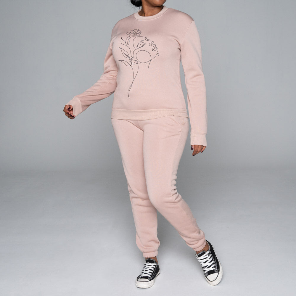 Spun Poly Camel Track Top And Pants Set