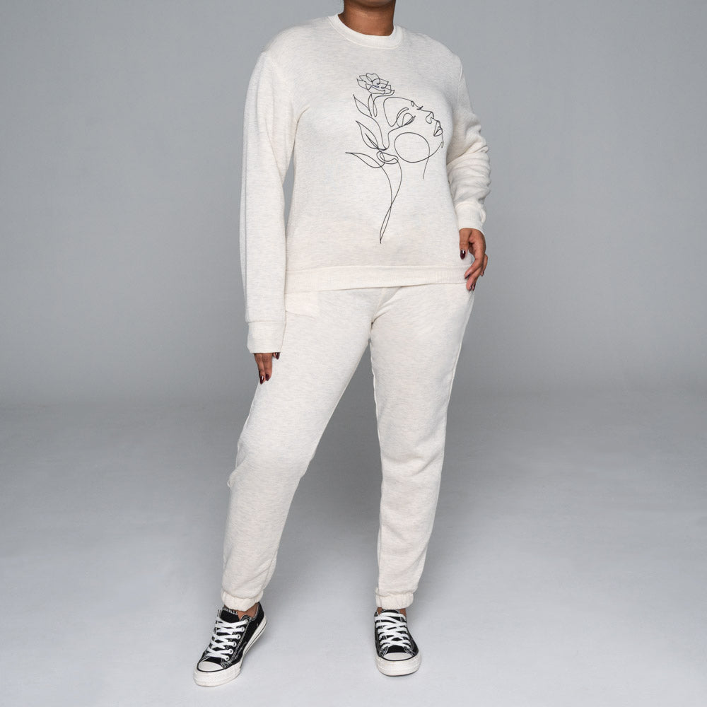 Spun Poly Oatmeal Track Top And Pants Set