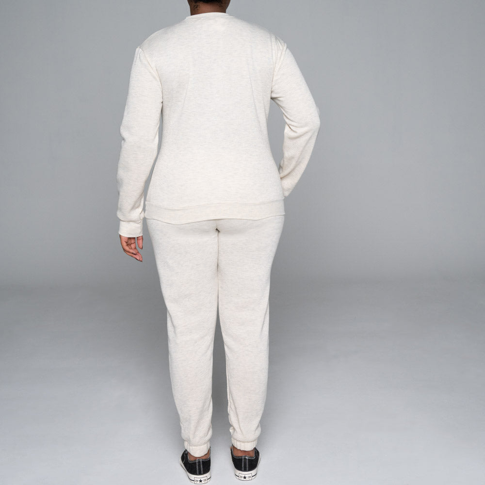 Spun Poly Oatmeal Track Top And Pants Set