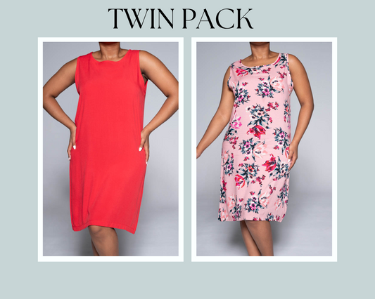 Plain And Printed Twin Pack Viscose Tunic